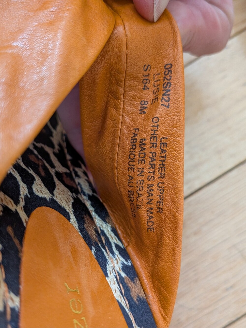 Naturalizer Lusie Orange Leather Leopard Print Wedge Sandals Size 8M - Picture 7 of 9